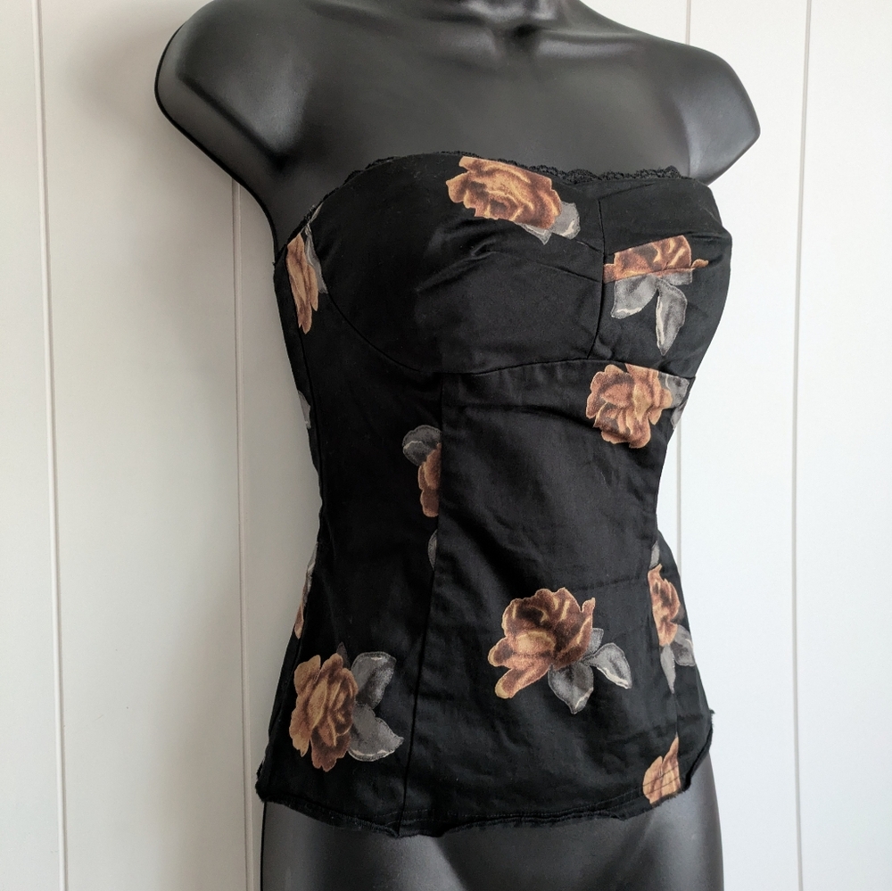 Vintage Y2K White House Black Market, Floral print, corset Style Top, Size 0 - Picture 3 of 12